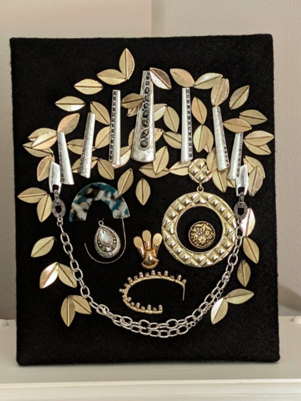 POLLY - Resting Gem Faces Handmade Upcycled Jewellery Portrait Art - Piece 9